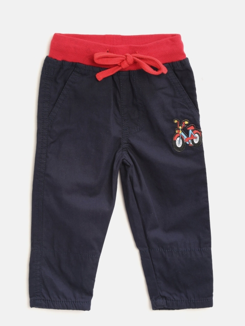 

612 league Boys Navy Blue Regular Fit Solid Trousers