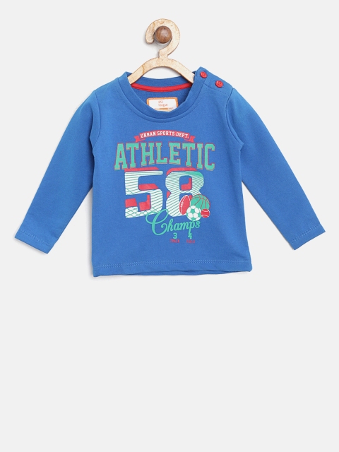 

612 league Boys Blue Printed Round Neck T-shirt