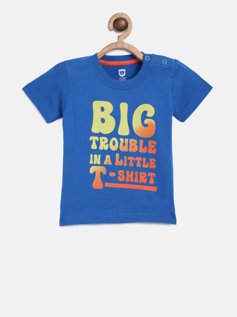 

612 league Boys Blue Printed Round Neck T-shirt