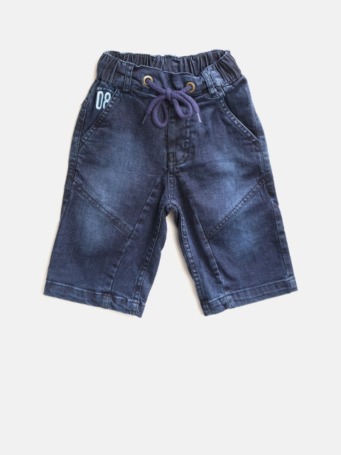 

612 league Boys Navy Blue Washed Regular Fit Denim Shorts