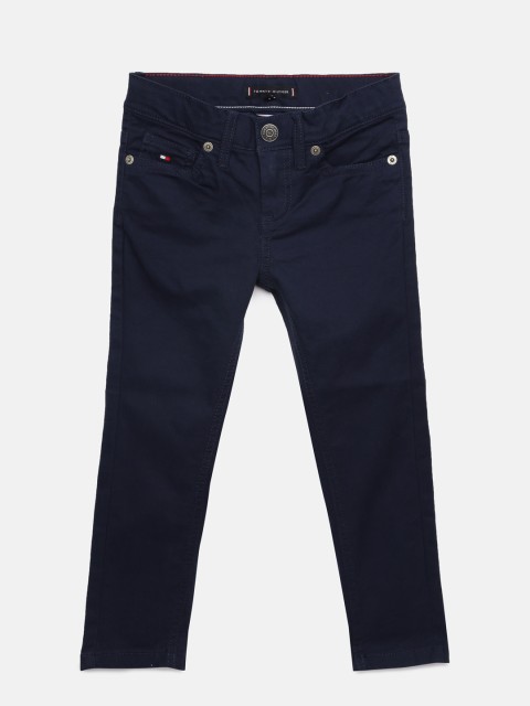

Tommy Hilfiger Boys Navy Blue Solid Regular Trousers