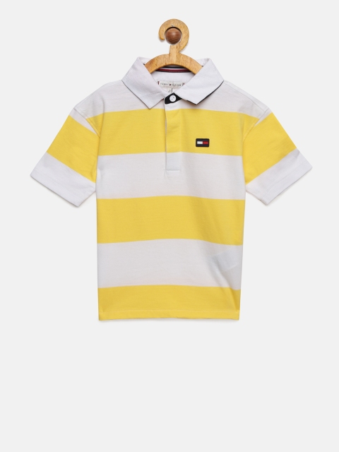 

Tommy Hilfiger Boys Yellow & White Striped Polo Collar T-shirt