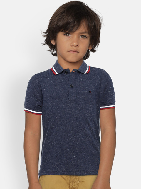 

Tommy Hilfiger Boys Navy Blue Solid Polo Collar T-shirt