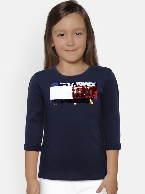 

Tommy Hilfiger Girls Navy Blue Printed T-shirt