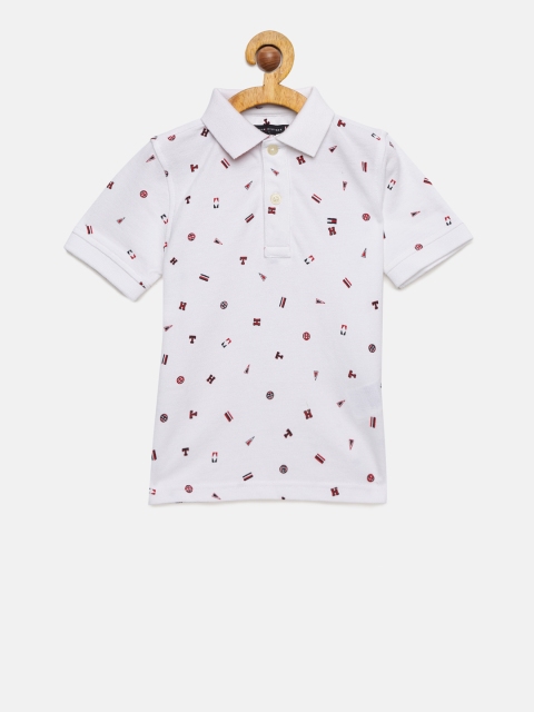 

Tommy Hilfiger Boys White Printed Polo Collar T-shirt