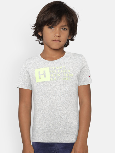

Tommy Hilfiger Boys Grey Melange Printed Round Neck T-shirt