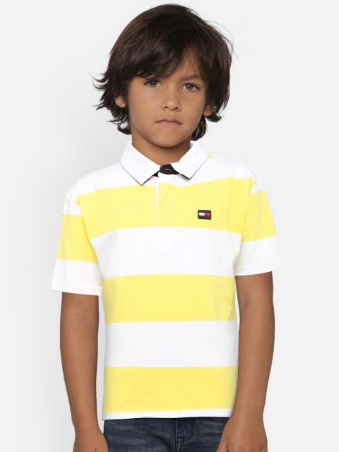 

Tommy Hilfiger Boys Yellow & White Striped Polo Collar T-shirt
