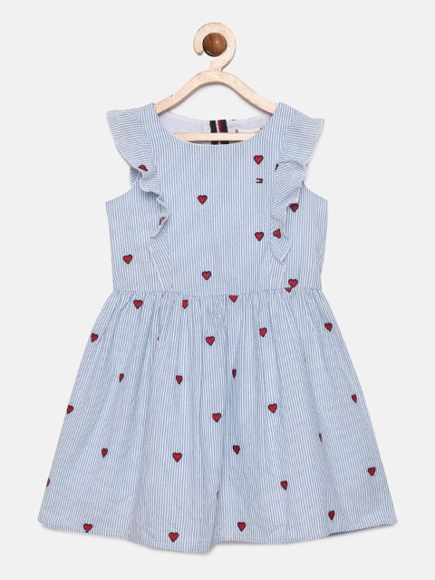 

Tommy Hilfiger Girls Blue Striped Fit and Flare Dress