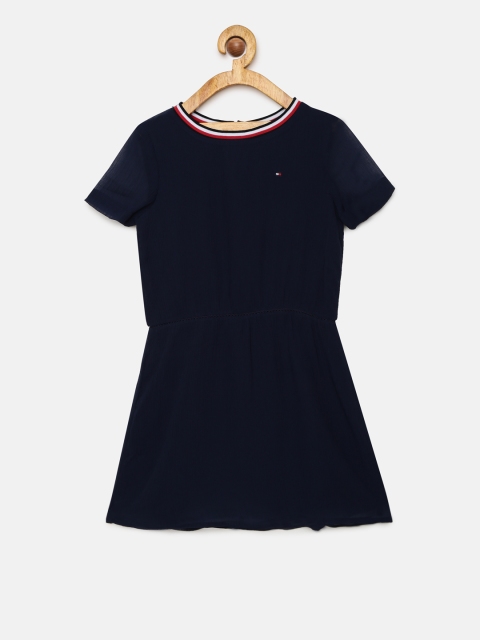 

Tommy Hilfiger Girls Navy Blue Solid Fit and Flare Dress