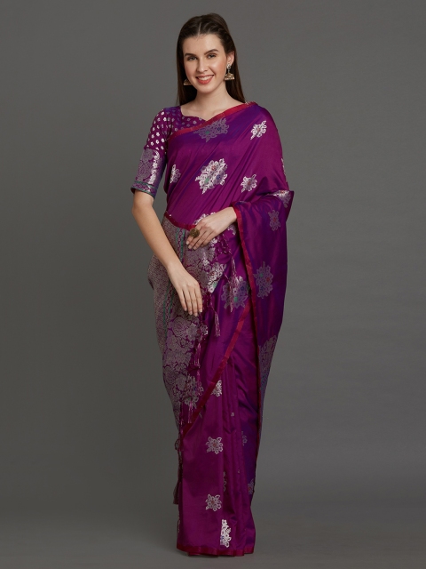 

Mitera Magenta Silk Blend Woven Design Banarasi Saree