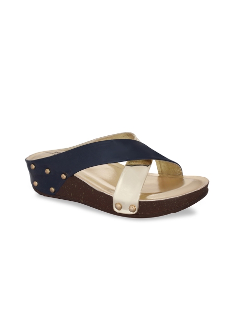 

MSC Women Navy Blue Solid Open Toe Flats