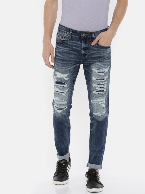 

AMERICAN EAGLE OUTFITTERS Men Blue Skinny Fit Mid-Rise Mildly Distressed Stretchable Jeans