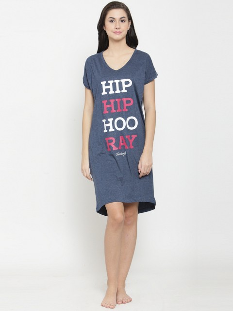 

Slumber Jill Women Blue Printed Sleep Shirt FS-011
