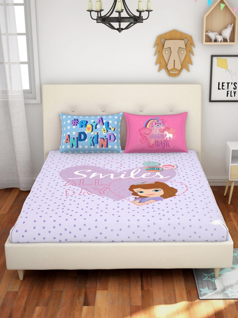 

SPACES Blue Printed 180 TC Cotton 1 Queen Bedsheet with 2 Pillow Covers