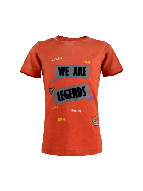

TALES & STORIES Boys Orange Printed Round Neck T-shirt