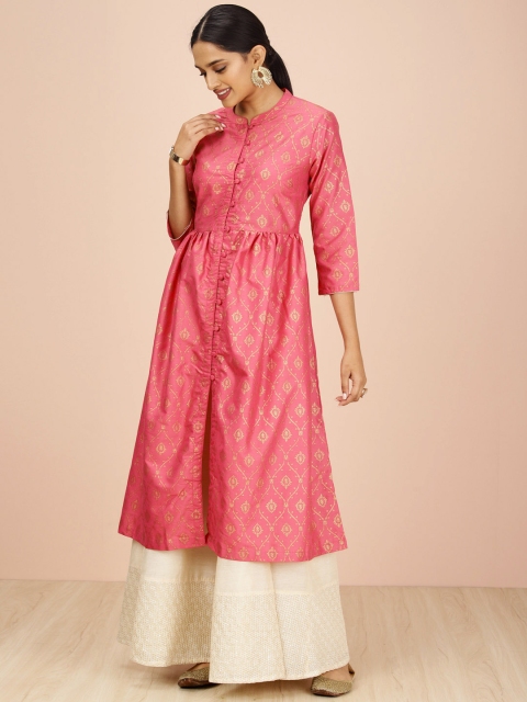 

all about you Women Pink Printed A-Line Kurta