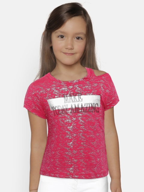 

VITAMINS Girls Pink Printed Round Neck T-shirt