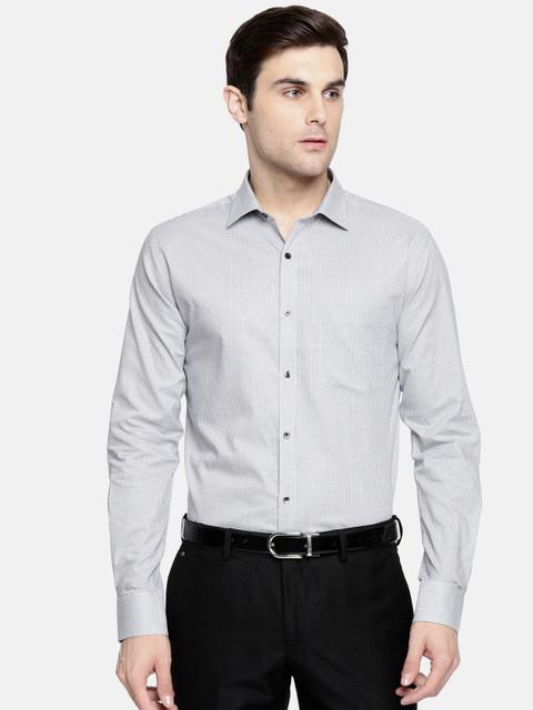 

Park Avenue Men Grey & White Slim Fit Checked Formal Shirt