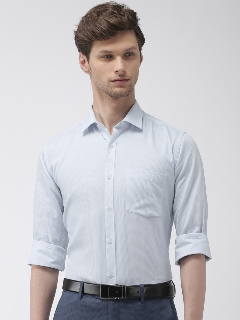 

Park Avenue Men Blue & White Slim Fit Self Design Formal Shirt