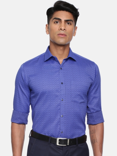 

Park Avenue Men Blue Manhattan Slim Fit Checked Formal Shirt