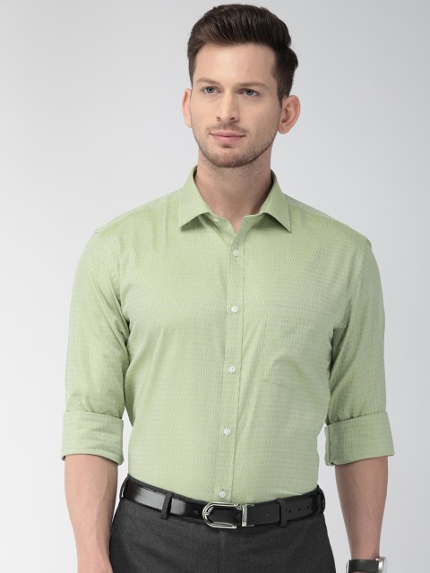 

Park Avenue Men Green & White Slim Fit Self Design Formal Shirt