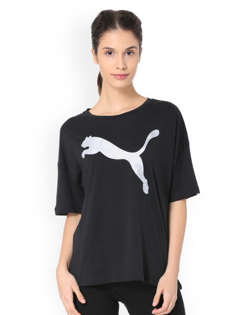 

Puma Women Black Printed Round Neck T-shirt