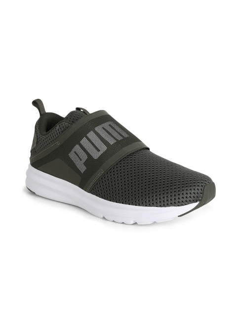

Puma Men Olive Green Enzo Strap Mesh Running Shoes