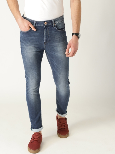 

United Colors of Benetton Men Blue Carrot Fit Mid-Rise Clean Look Stretchable Jeans