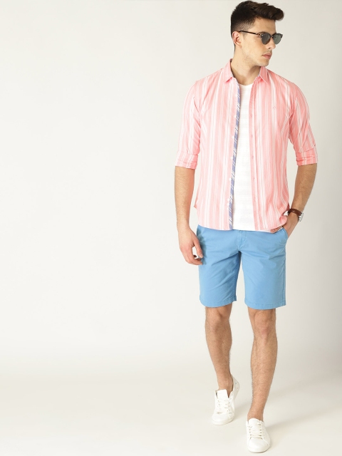

United Colors of Benetton Men Pink & White Regular Fit Striped Casual Shirt