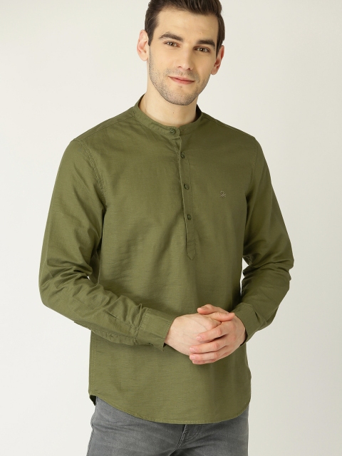 

United Colors of Benetton Men Olive Green Slim Fit Solid Casual Shirt