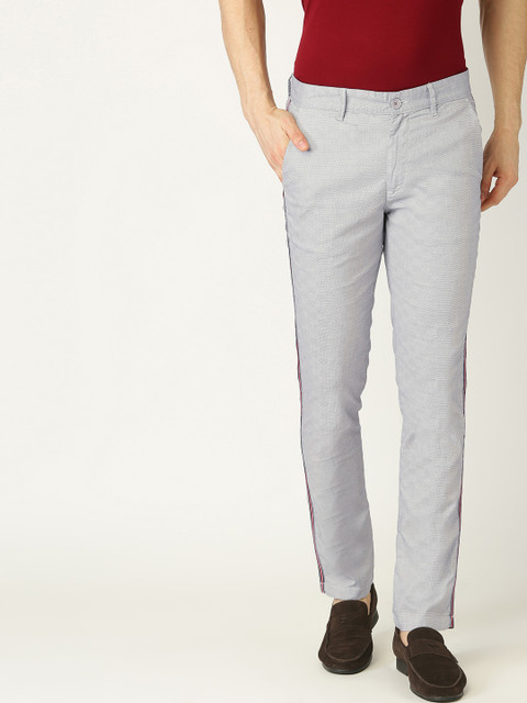 

United Colors of Benetton Men Grey Slim Fit Self Design Trousers