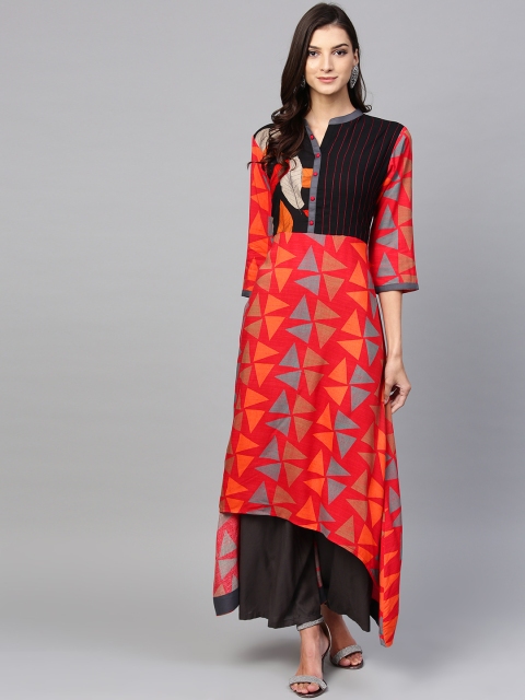 

Shree Women Red & Black Printed A-Line Kurta