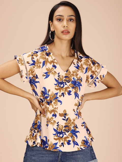 

all about you Women Beige & Blue Printed Top