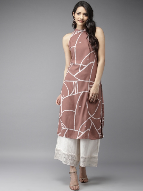 

Moda Rapido Women Brown Printed Straight Kurta