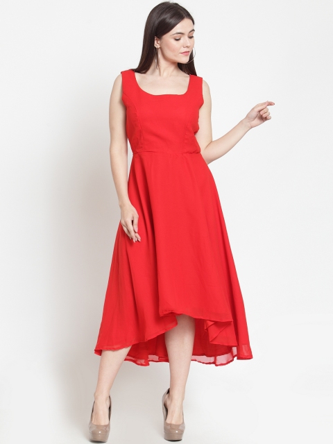 

Just Wow Women Red Solid Fit and Flare Dress