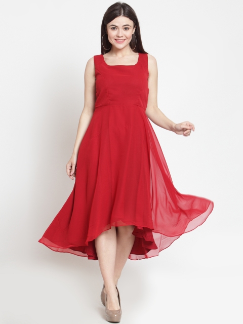 

Just Wow Women Red Solid Fit and Flare Dress