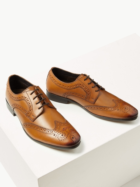 

Marks & Spencer Men Tan Brown Leather Formal Brogues
