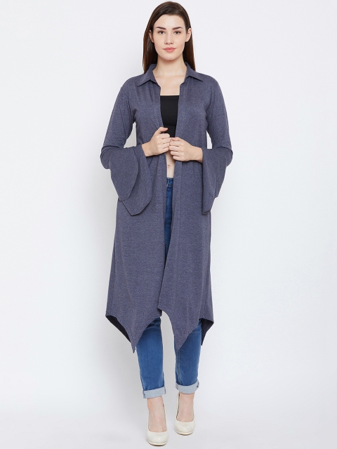 

Hypernation Blue Solid Open Front Shrug