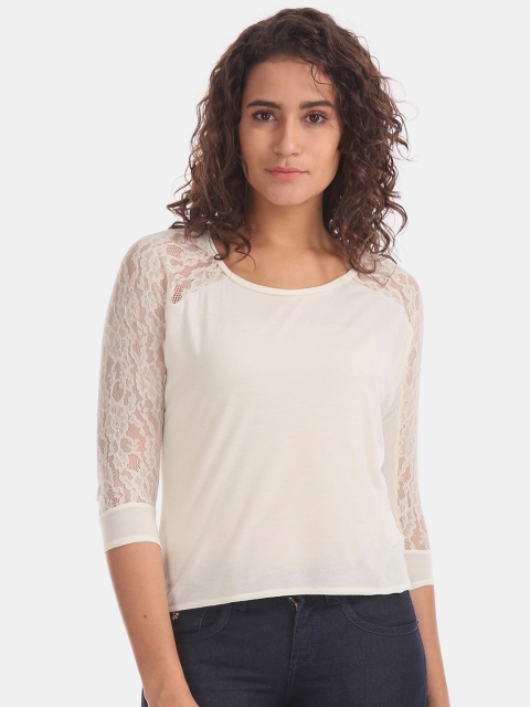 

U.S. Polo Assn. Women White Self Design Top