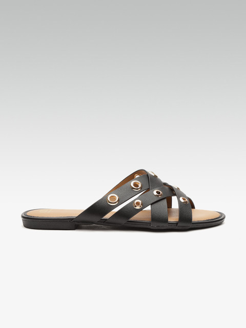 

Carlton London Women Black Embellished Open Toe Flats