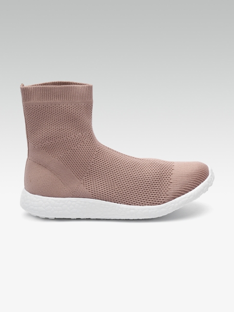 

Carlton London Women Dusty Pink Woven Design Mid-Top Slip-On Sneakers