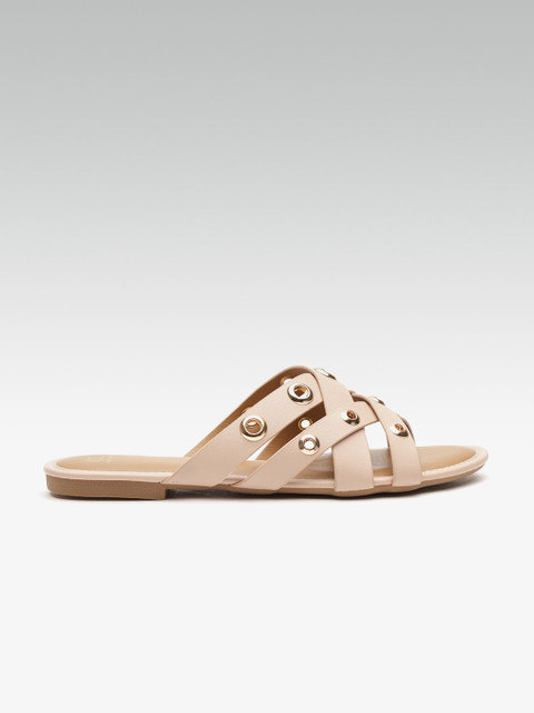 

Carlton London Women Peach-Coloured Cut-Work Open Toe Flats