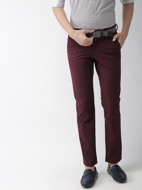 

Celio Men Maroon Straight Fit Solid Chinos