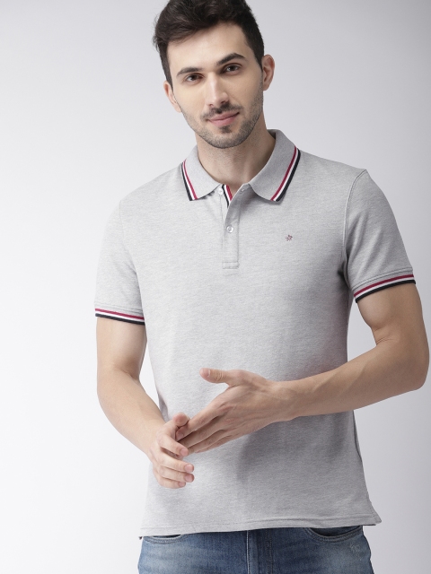 

Celio Men Grey Melange Solid Polo Collar T-shirt