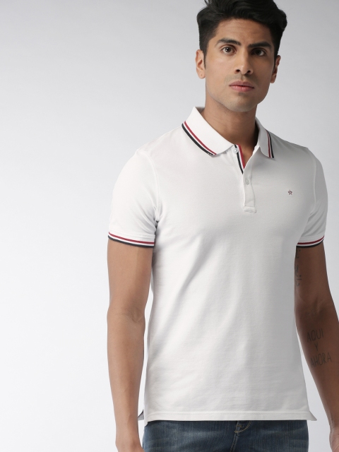 

Celio Men White Solid Polo Collar T-shirt