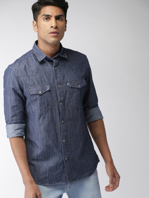 

Celio Men Blue Regular Fit Solid Casual Shirt