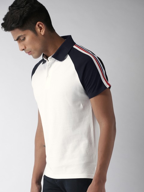

Celio Men White Solid Polo Collar Pure Cotton T-shirt
