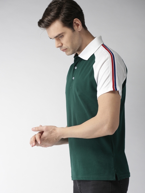 

Celio Men Green Colourblocked Polo Collar T-shirt