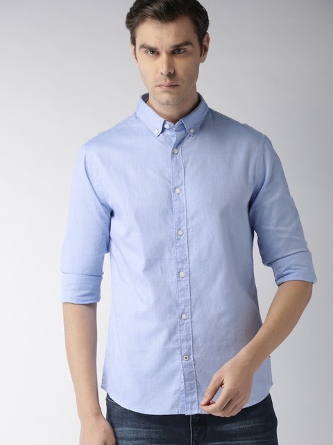 

Celio Men Blue Slim Fit Solid Casual Shirt