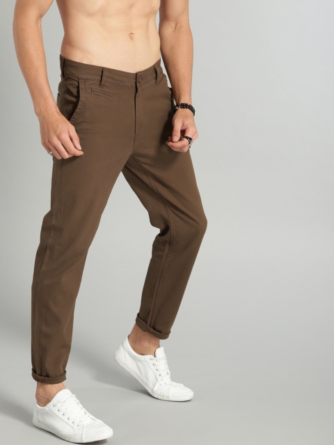 

Roadster Men Brown Regular Fit Self Design Regular Trousers